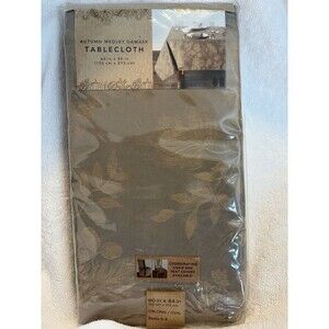 Autumn Medley Mushroom Damask Tablecloth Oblong/Oval 60x84” Town Country Living